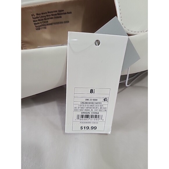 NWT A New Day Hayes Pointed Loafer Flats Cream Ivory Faux Leather Shoes Foam 8.5 - Picture 7 of 7